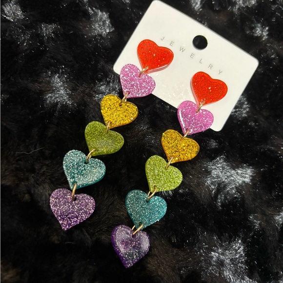 Jewelry - Colorful Heart Drop Earrings
